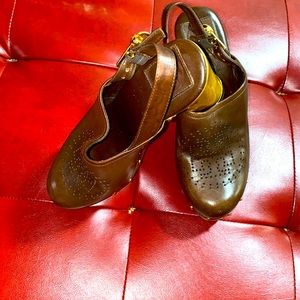 Tory Burch brown leather clog heels 🔥🔥